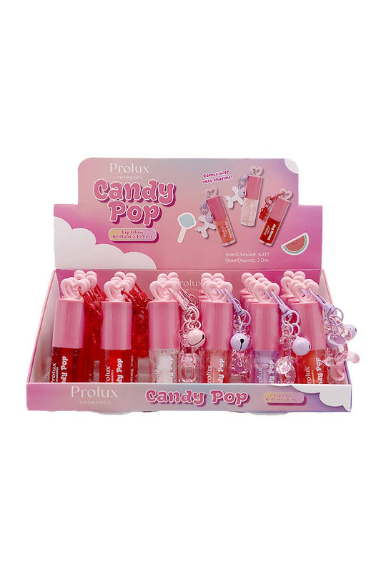 Prolux K457 Gloss à Lèvres Candy Pop avec Breloques Mignonnes — Lot de 24 Pièces : Le Gloss Girly et Gourmand Tendance 2026